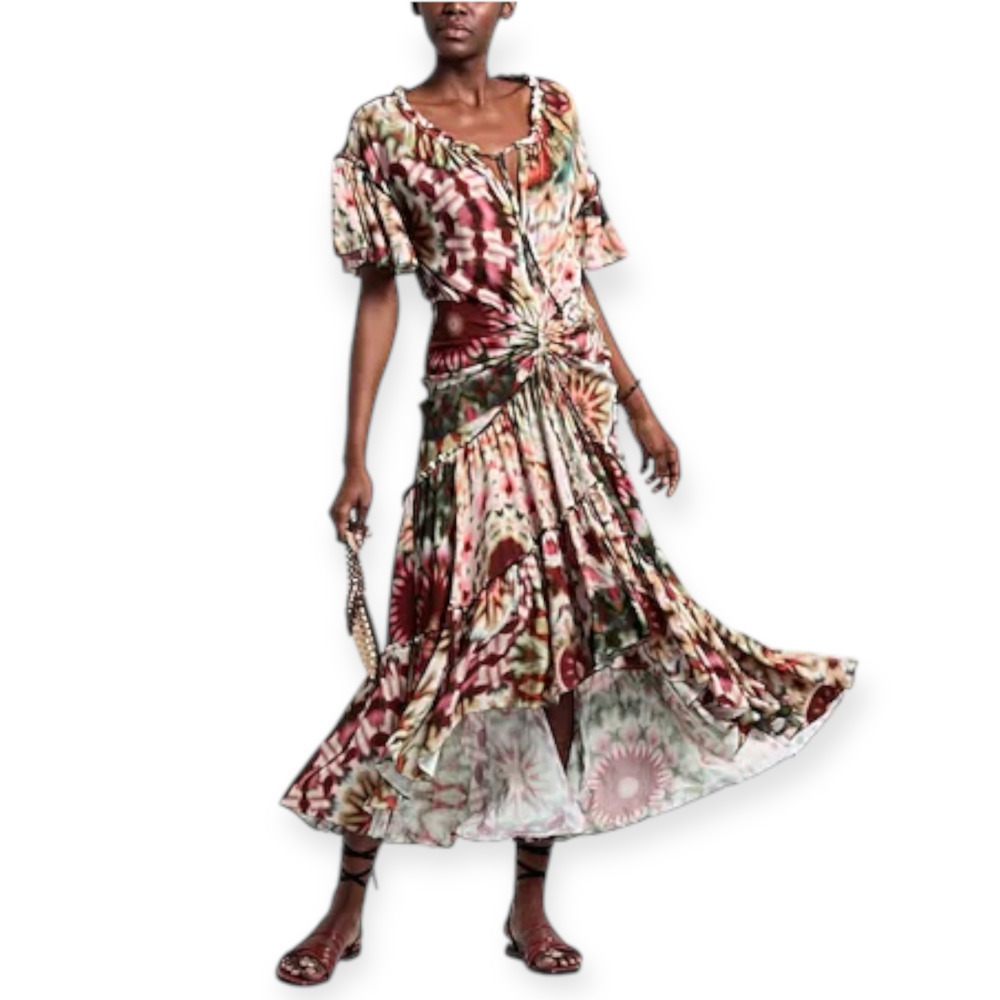 Charo Ruiz Jackie Long Dress TieDye Ruffle Size Small fits M NEW with Defect - Picture 11 of 11
